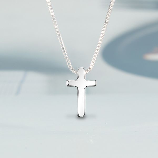 

necklace smooth cross korean women's style simple temperament christ jesus peace pendant chain necklace, Silver