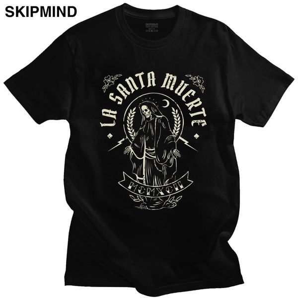 

retro la santa muerte short sleeves gothic mexican day of the dead skull soft summer gift idea sport hooded sweatshirt hoodie t shirt