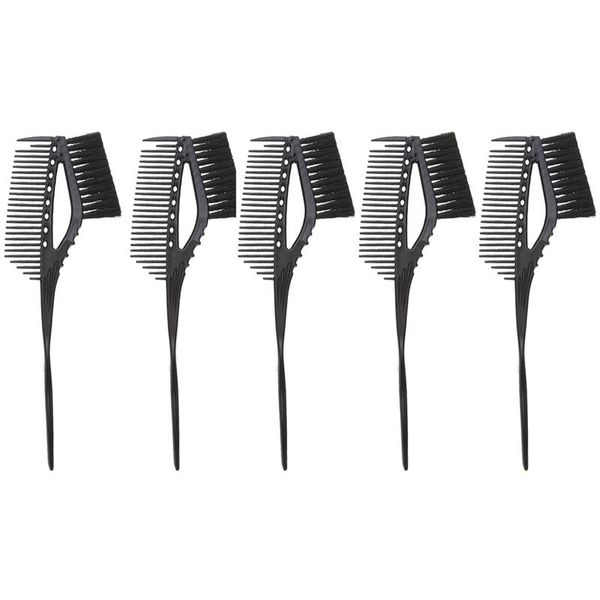 

5pcs pro black plastic hair color highlighting dye tint brush hair section comb pro salon hairdressing diy styling tools with br