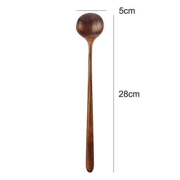 

1pc long spoons wooden korean style 10.9 inches 100 natural wood long handle round spoons for soup cooking mixing stirr h jllhcd