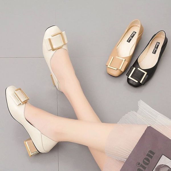 

plus size 3cm women boat shoes pumps slip on ladies shoes black sqaure heels dress office lady zapatos mujer 8666n #df0d