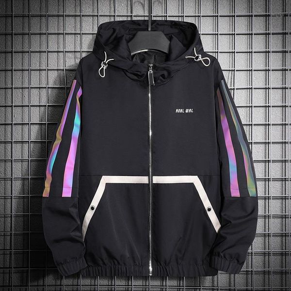 

men's jackets casual loose men jacket fashion korean style autumn spring reflective plus size hommes veste men's clothing db60jk1, Black;brown