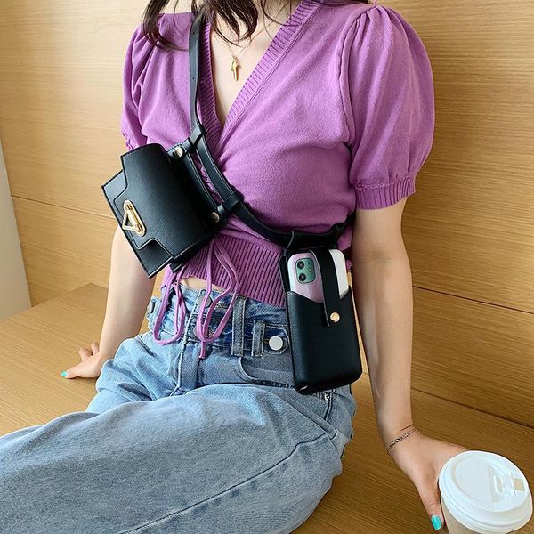 

shoulder bags 2021 european and american style belt handbags trendy personality net red solid color mobile phone bag dual-use