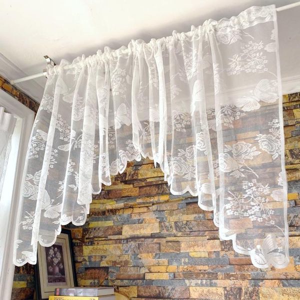 

curtain & drapes white butterfly lace short kitchen