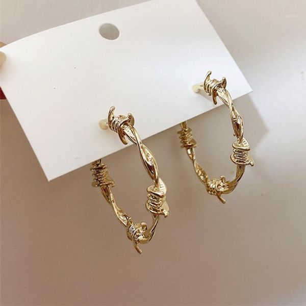 

2020 new office fashion gold metal plated knotted geometric korean hoop earrings for women girls party travel jewelry1, Golden;silver