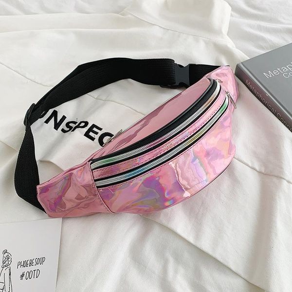 

2021 new women waist bag bright color waist bag female belt black single shoulder messenger laser chest1