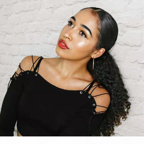 

afro kinky curly human hair ponytail for black women natural color remy hair 1 piece 120g clip in drawstring ponytails