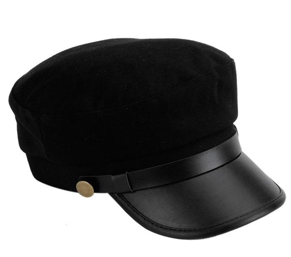 

wide brim hats arrival leather spring winter all match sailor cap style, Blue;gray