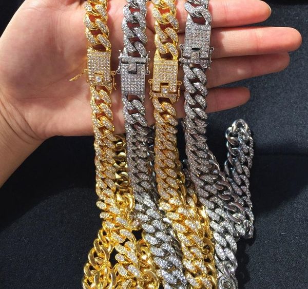 

2019 bling diamond iced out chains necklace mens cuban link chain necklaces hip hop personalized jewelry for women men04, Silver