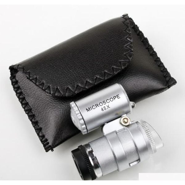 

adjustable portable 45x mini microscope with 2 led mini magnifier microscope with banknote c qylhue sweet07