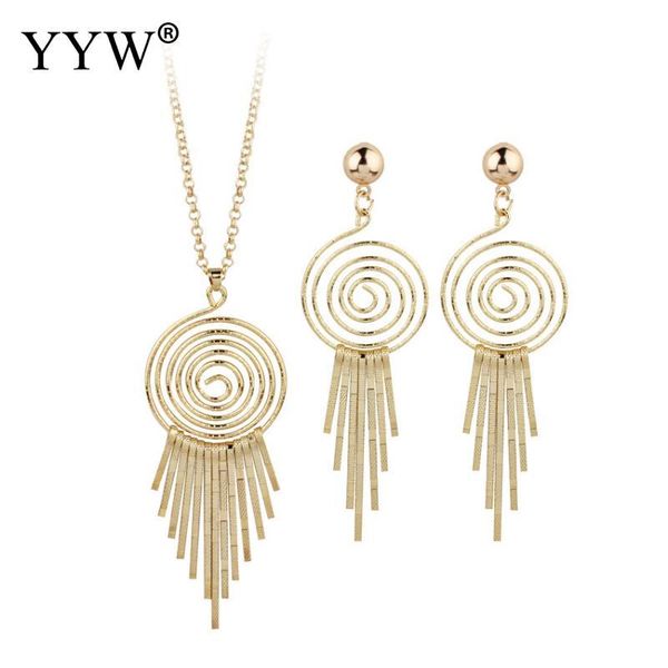 

наборы африканских ювелирных изделий большое кулон ожерелье с кисточкой свисают серьги щеда золотой цвет мода круглая ссылка цепь этнический, Silver