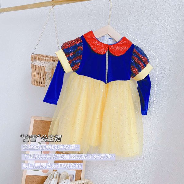 

little princs autumn 2020 girls' baby korean sle veet long sve drs yarn skirt eq182, Red;yellow