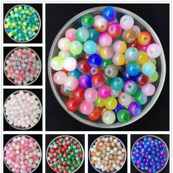 

new diy 4/6/8mm double color glass round pearl spacer loose beads jewelry making bbynzd, Black
