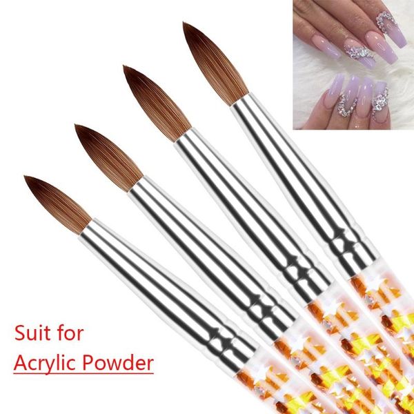 

nail brushes 1pc crystal acrylic art brush painting pen uv gel carving liquid powder diy drawing glitter handle, Yellow