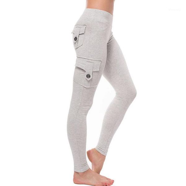 

women high waist skinny leggings fall winter cargo pockets long legging push up slim pencil jogger soft stretchy sport pant1, Black