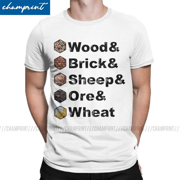 

men wood brick sheep ore wheat vintage settlers of catan ampersand design round collar printed hooded sweatshirt hoodie men t shirt