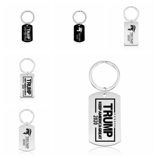 

trump 2020 pendant keychain american president election stainless steel key chain keyring creative key holder men women jewelry vt1275