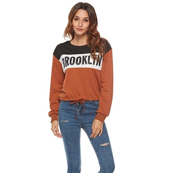 

women letter sleeve long sleeve sweatshirt, Black