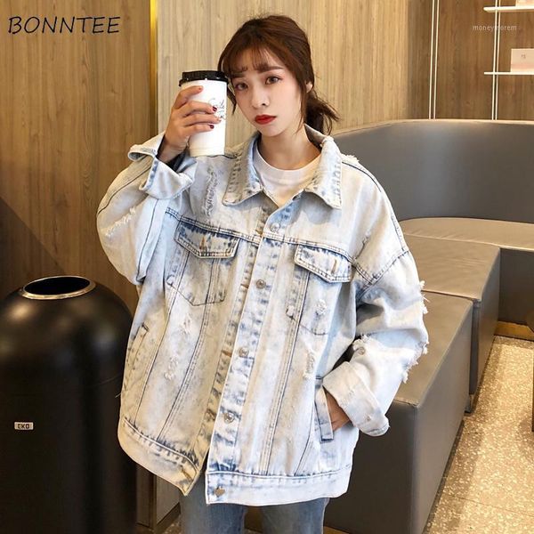 

women's jackets women stylish casual hole single breasted turn-down collar womens retro denim simple comfortable elegant bf lady1, Black;brown
