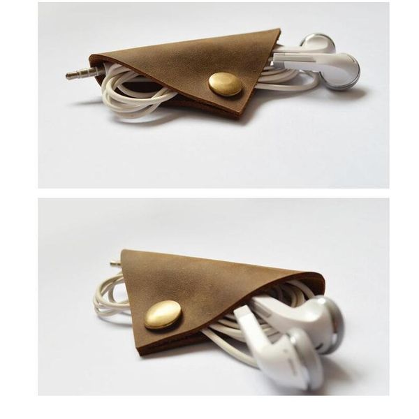 

genuine leather earphone cable winder wrapped cord line plug bobbin winder clip holder wrap wire organizer wirding thr jlltlw