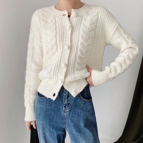 

2021 fall woman white black knitted cardigans