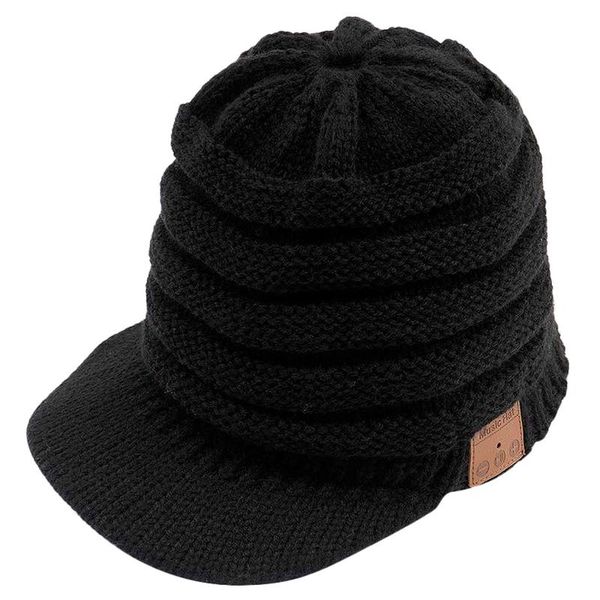 

beanies bluetooth duck tongue knit hat,wireless baseball cap headphones outdoor casual hat gray black cap(black)