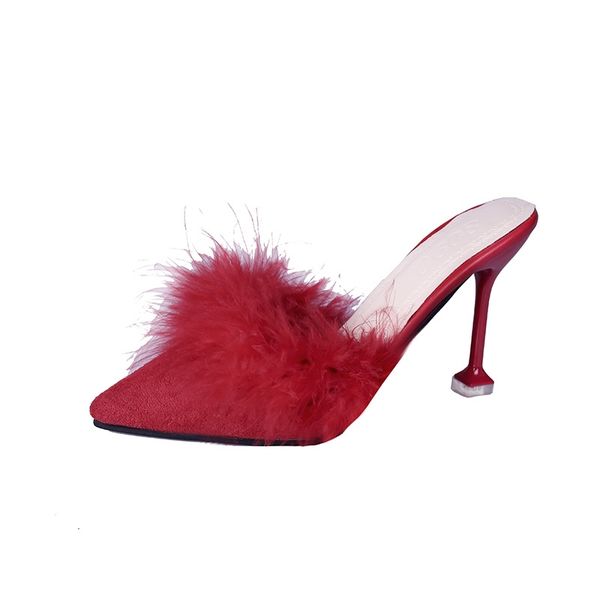 

shoes woman new high heels wedge shoes stiletto lady's slipper the suede feather slides high - heeled shoes 8.5cm t200411, Black