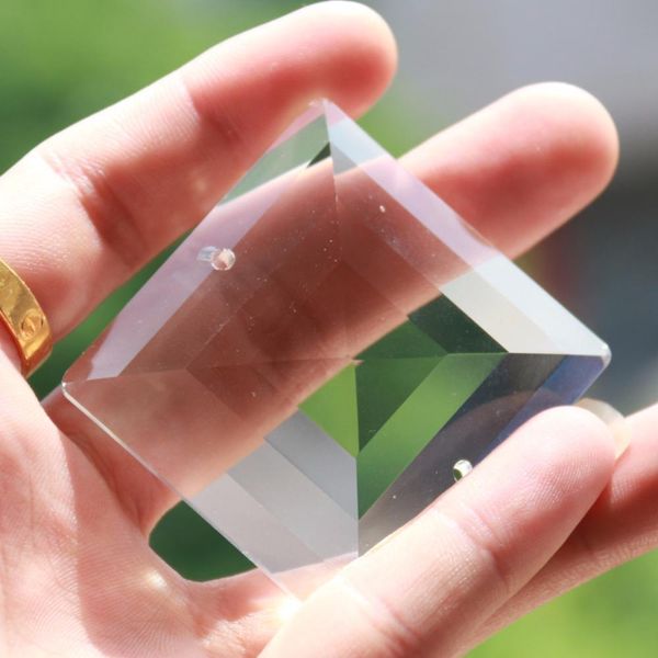 

new square suncatcher ab face crystal glass chandelier prism part hanging art glass diy lamp accessories 2 holes 50mm h jllbca