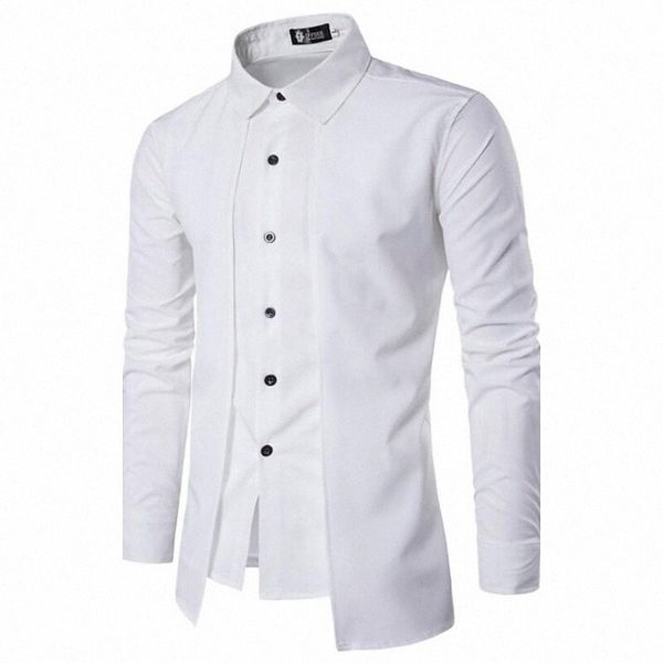 

men's shirt solid colored spread collar daily valentine's day basic long sleeve slim chinoiserie white black red / fall / spring