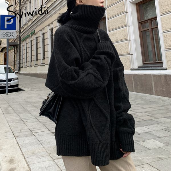 

syiwidii turtleneck sweater women plus size korean pullover harajuku oversized long sweater sweaters fashion 2020 winter new lj201127, White;black