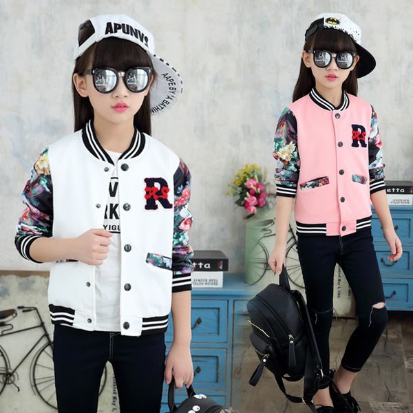 

retro vintage kids girls baseball polo t shirt jackets youth college baseball jersey for teenager girls children outerwear lj201125, Blue;gray