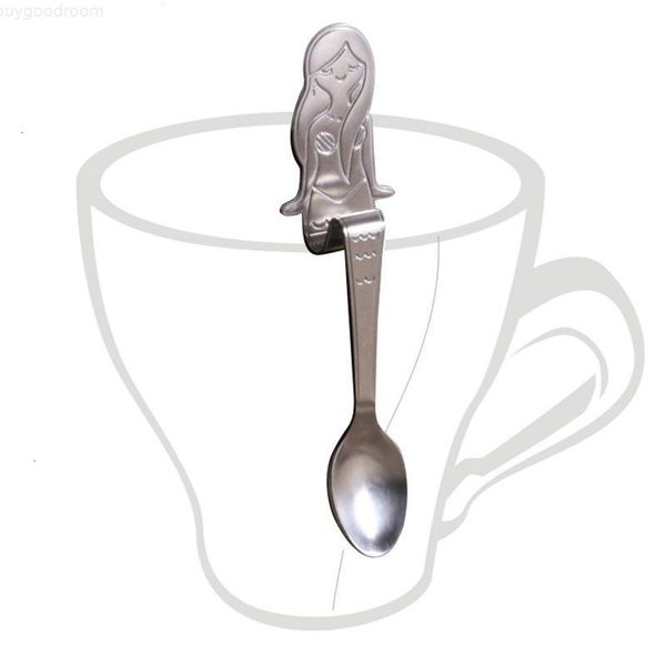 

304 stainless steel spoon mermaid bending hanging cup spoon creative coffee tea supplies tableware ing