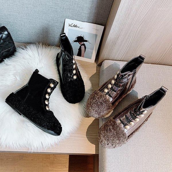 

women's boots autumn winter footwear australia round toe shoes zipper luxury designer flat heel platform boots-women 20211, Black