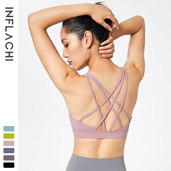 

fitness running sports bra gym clothes women underwears vest shockproof cross back thin shoulder belt bra match for leggings, White;red