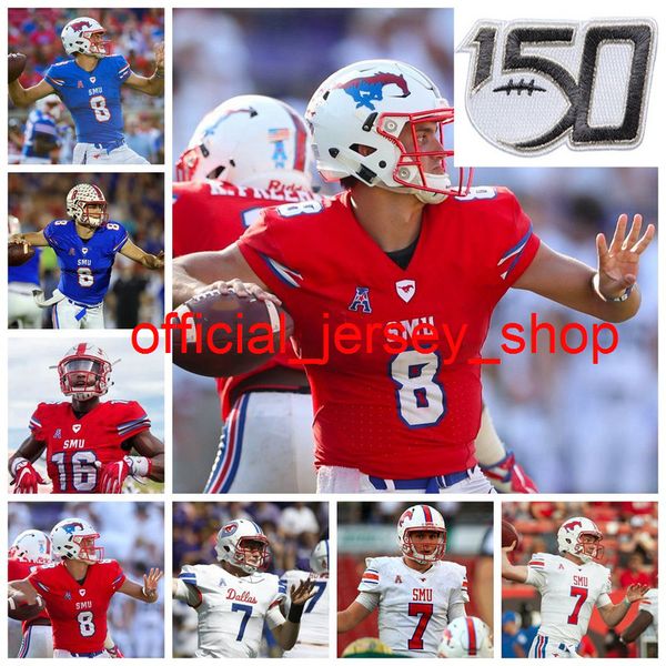 Maglie Mustang SMU Kylen Granson Jersey Courtland Sutton Emmanuel Sanders Maglie Eric Dickerson 150TH College Football Cucite personalizzate