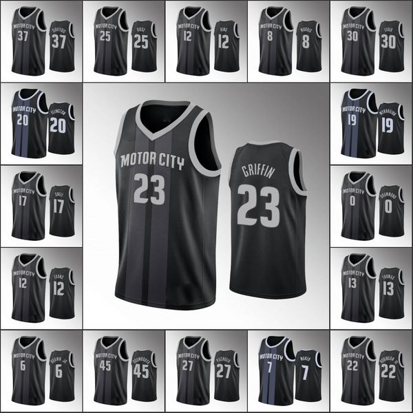 

detroit pistons men derrick rose luke kennard christian wood langston galloway wayne ellington nba black jersey