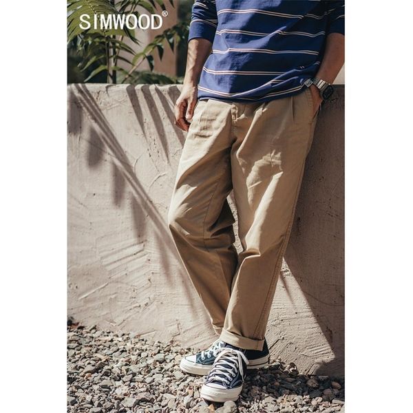 

simwood autumn new loose tapered pants men vintage garment washed casual ankle-length retro plus size hip hop trousers 201109, Black