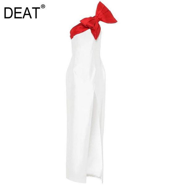 

deat] women dress new irregular collar sleeveless bow decoration splicing loose fit fashion tide spring summer 2020 13u908, Black;gray