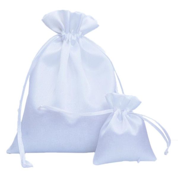 

10pcs white satin drawstring candy gift bags christmas gift storage bags wedding jewelry storage pounches sweets bags 1012cm wmttio