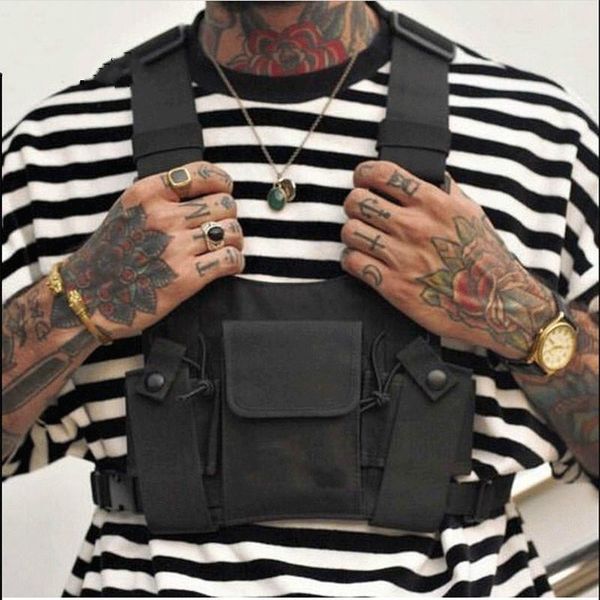 

fashion vintage male chest rig bag nylon black vest hip hop streetwear functional men casual chest bag kanye west waist 2020
