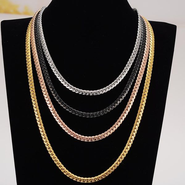 

bangrui brand necklace long/choker wholesale 6mm vintage punk black gun/gold color chain for women/men jewelry, Silver