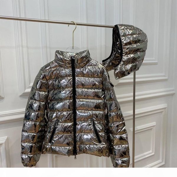 

женщин зимняя куртка серебряный блестящий пуховик верхнего качества пальто зимы новых женщин зимы вскользь открытый теплый перо outwear сгущ, Black