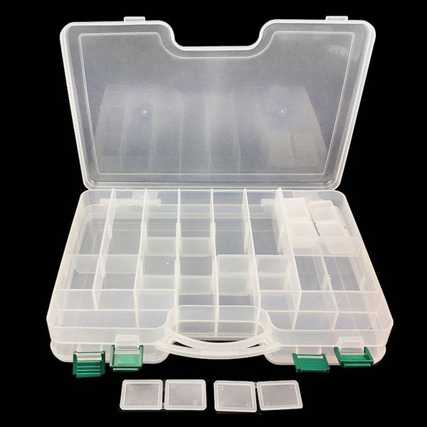 

multifunctional high strength 29.5*19*6cm double sided transparent visible plastic fishing lure box fishing tackle box sqcqpf pingtoy