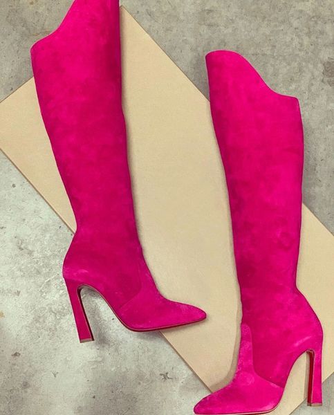

winter fashion lady red bottom boot eleonor botta tall boot women suede leather high heels over knee boots eu35-43,with box, Black