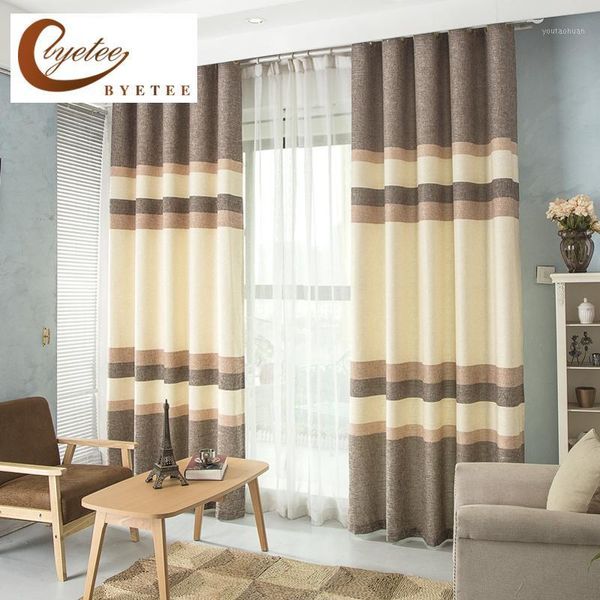 

[byetee] cotton and linen printing curtain fabrics kitchen blackout curtains doors for bedroom living room1