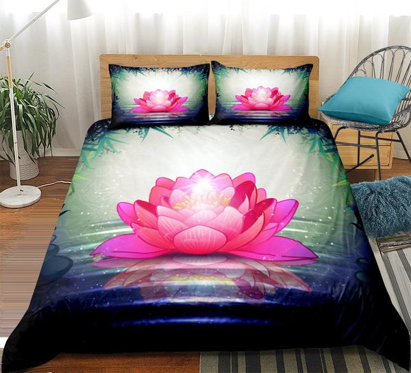 

buddha lotus flower duvet cover set bedclothes boho bedding set pink bed set bohemia home textiles dropship king size