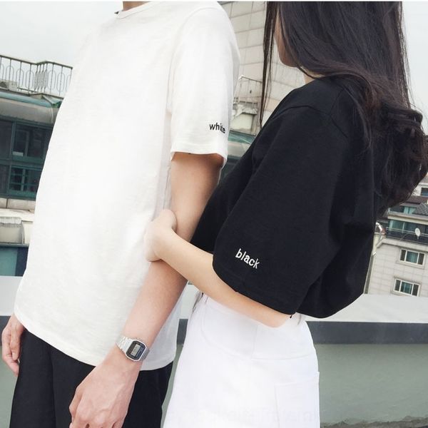 

vy7pv fashion brand short-sleeved shirt summer trendy short-sleeved couple wear summer wkr6 base loose tshirt women's t-shirt wkr6g hal, White