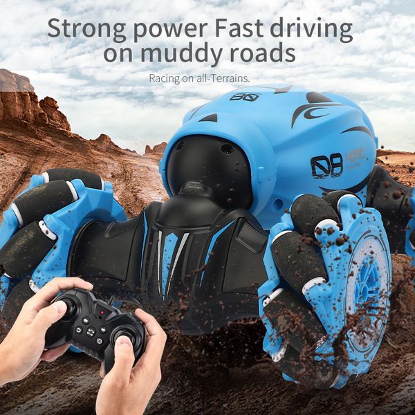 

2.4g electric remote control off road gesture sensing double sided flip rc stunt car led light rc stunt car rc toy gift