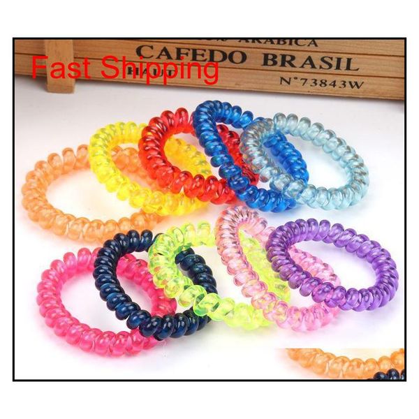 

new fashion telephone wire elastic hair bands rope hair ring tie gum spiral rubber bands hair acc qyldxp bdefashion, Silver