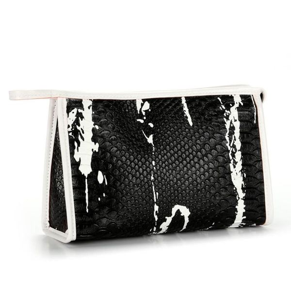 

cosmetic bags & cases portable travel women cosmetics bag pu leather zipped crocodile skin storage case organizer ladies makeup fa$1
